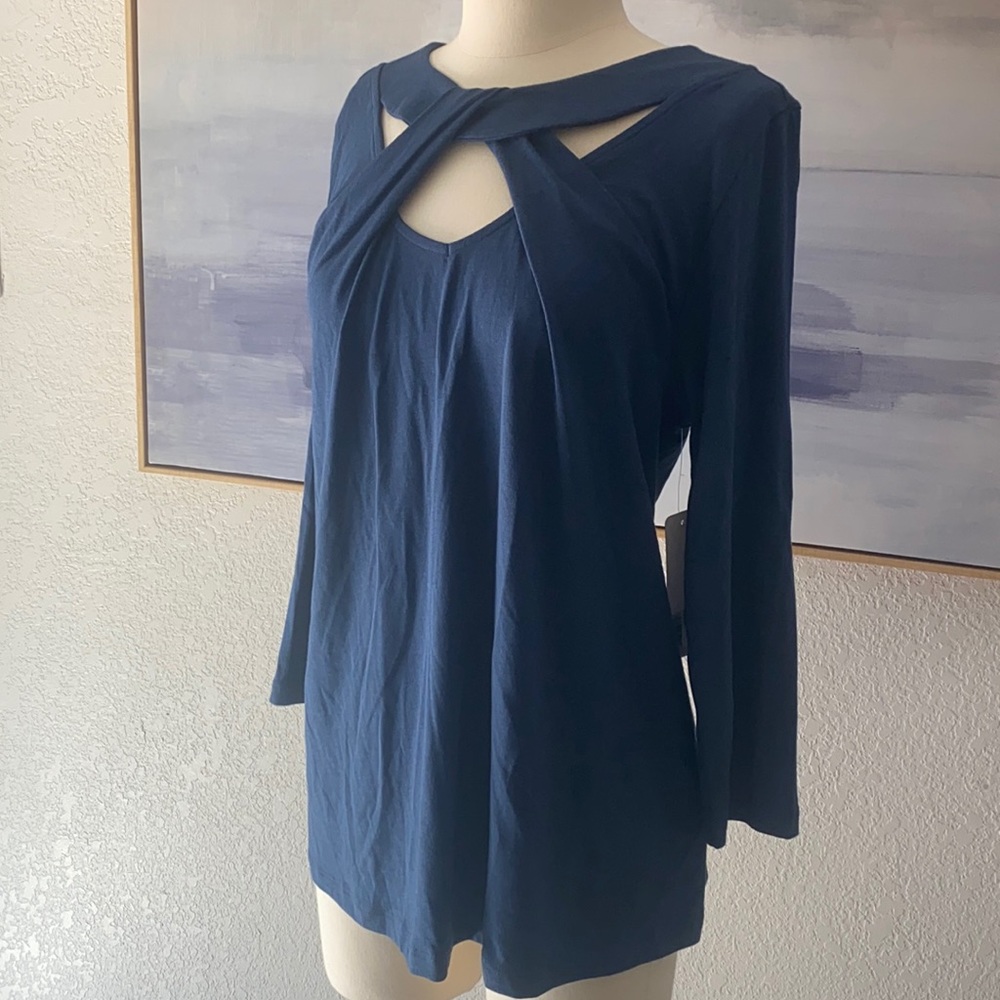 Soft Surroundings Navy Blue Top Size M